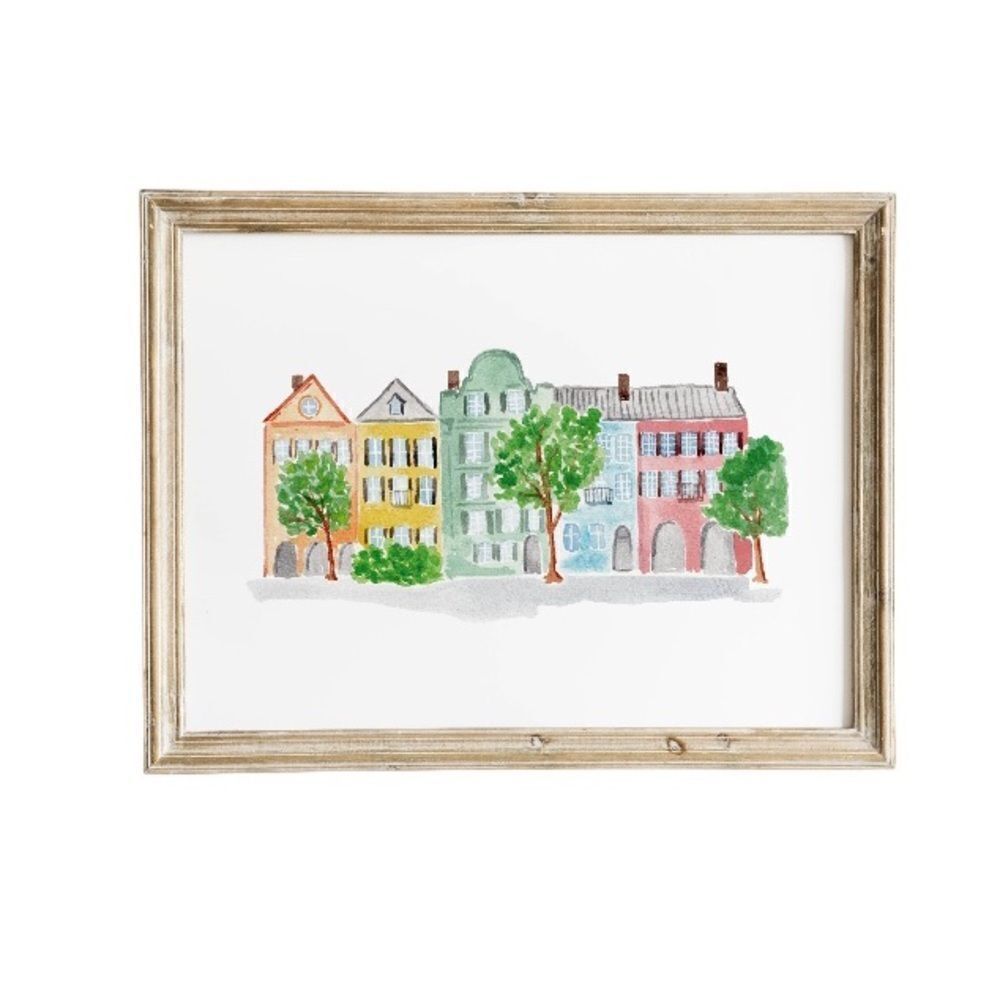 Charleston Rainbow Row Watercolor Print
